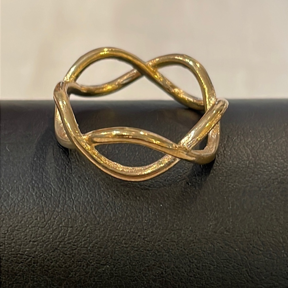 💐5/25 gold open wave simple band elegant dainty ring